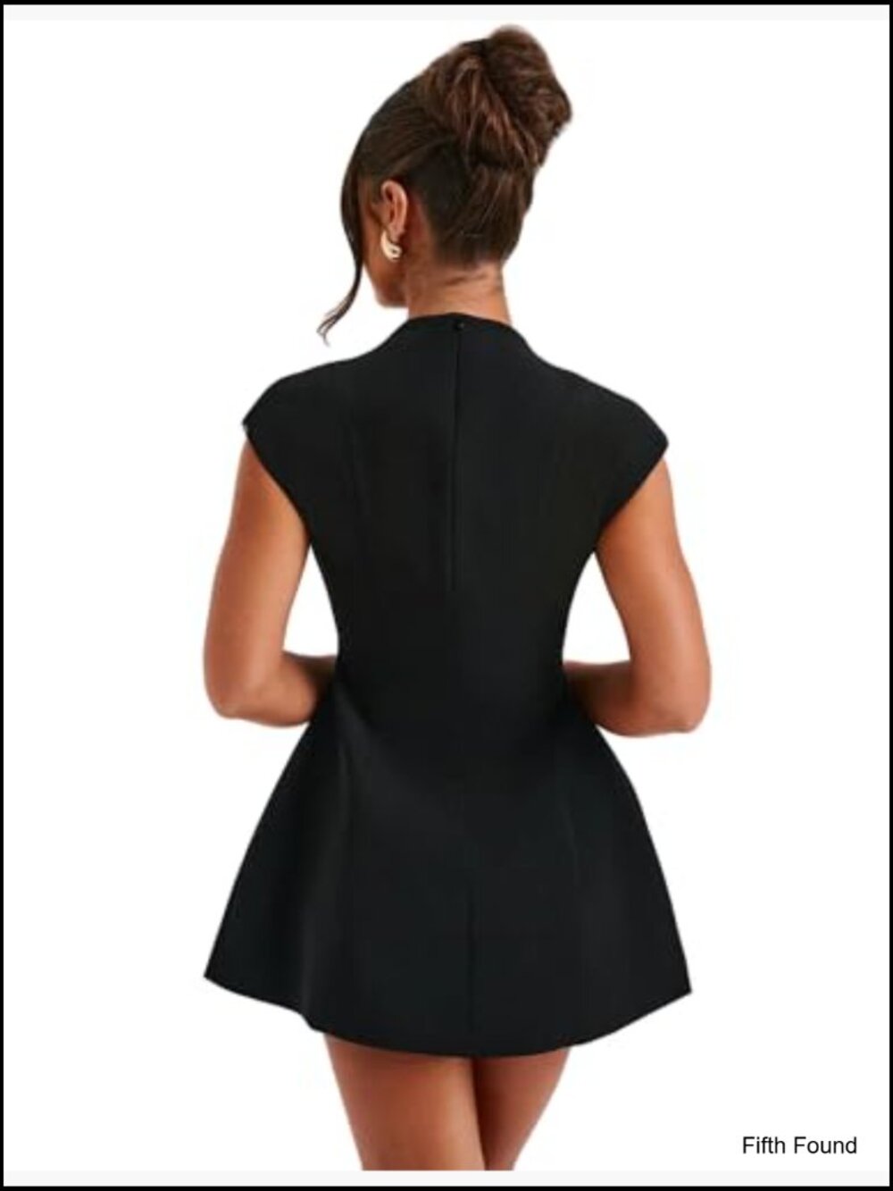 Cap Sleeve Deep V Neck Zipper A-line Mini Dress Night Out Party - Picture 2 of 7